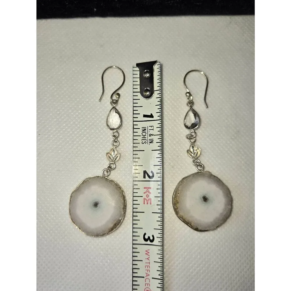 Solar Quartz Silver Handmade Drop Earrings